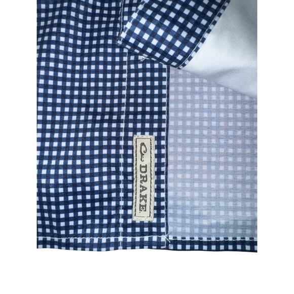 Drake Men’s Large Blue Check Short Sleeve Button Up Fishing Shirt Vented Outdoor - Picture 7 of 14
